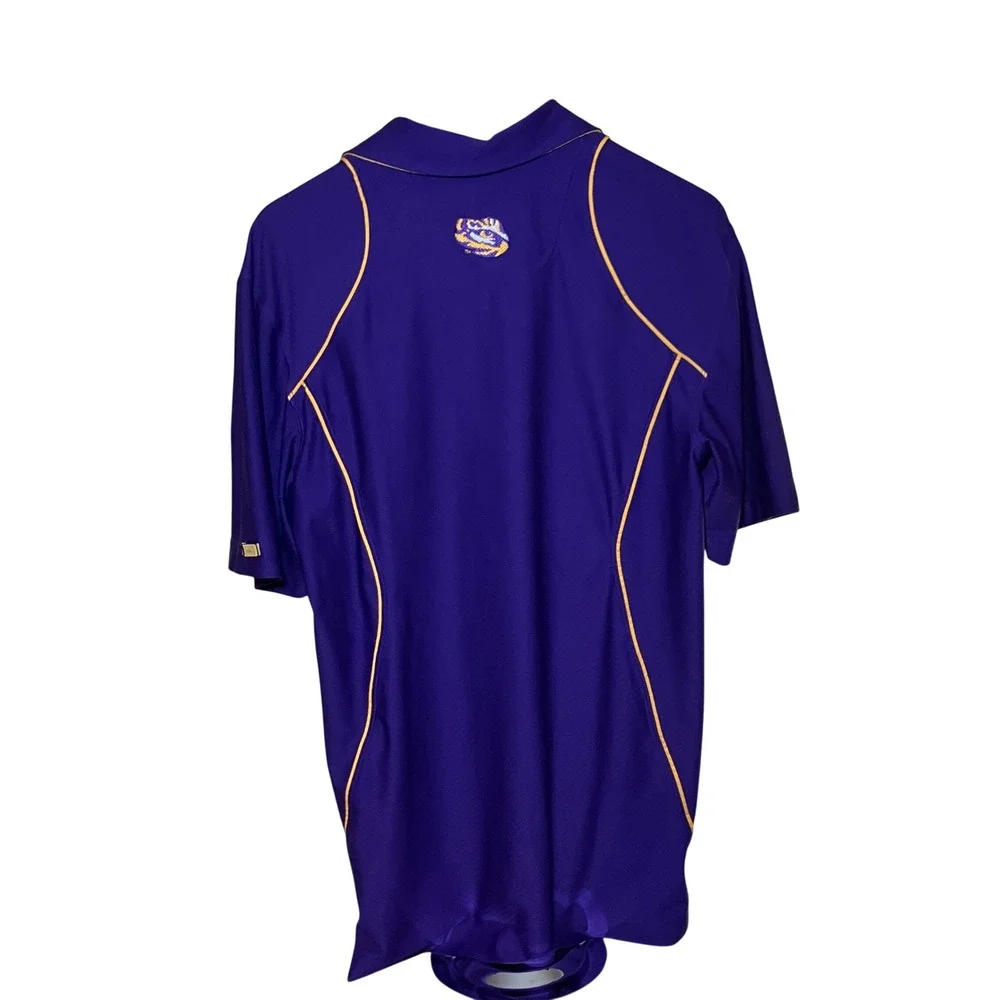 Nike LSU Tigers Polo Shirt Mens XL Purple Gold Dri-FIT NCAA Football